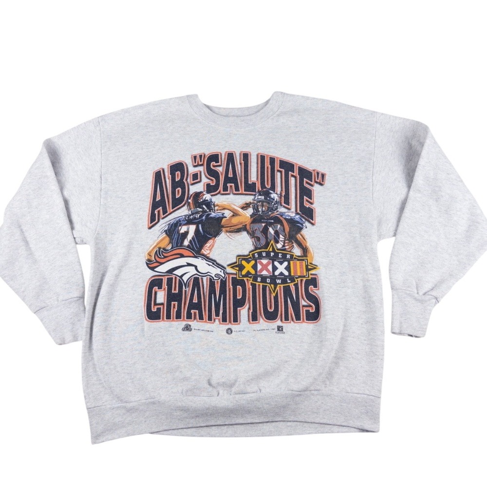 Vintage 90s Denver Broncos Crewneck Sweatshirt XL Super Bowl John Elway Davis